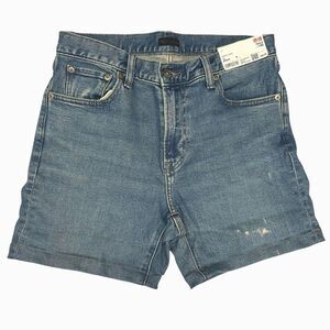 NWT Uniqlo Slim Fit Women's Denim Chino Shorts Jorts Light Distress 29 5" Inseam